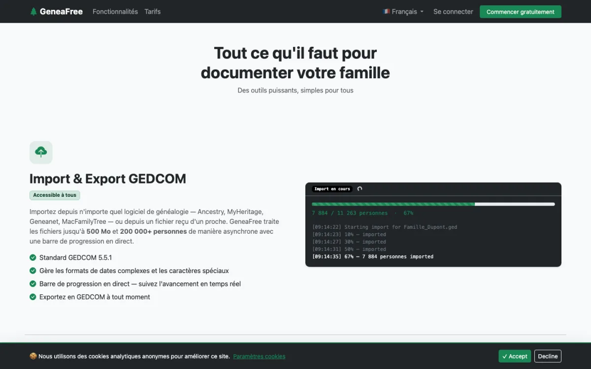 Tout ce qu'il faut pour documenter votre famille — Geneafree