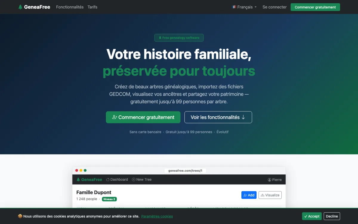 Aujourd'hui — page d'accueil de Geneafree