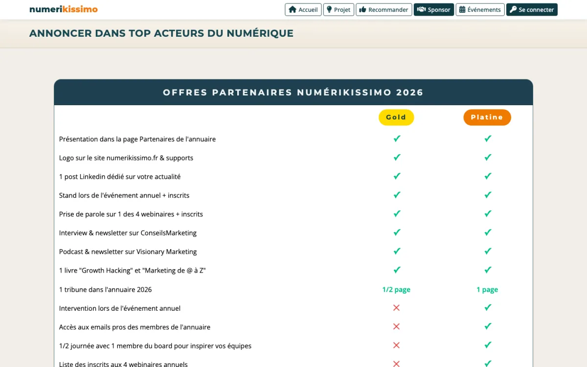 Devenir sponsor — Numerikissimo