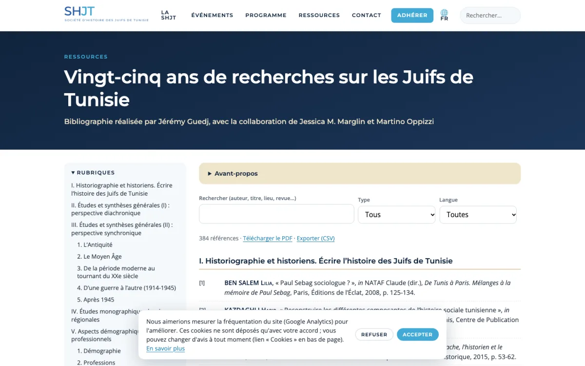 Vingt-cinq ans de recherches sur les Juifs de Tunisie — SHJT — Société d’Histoire des Juifs de Tunisie